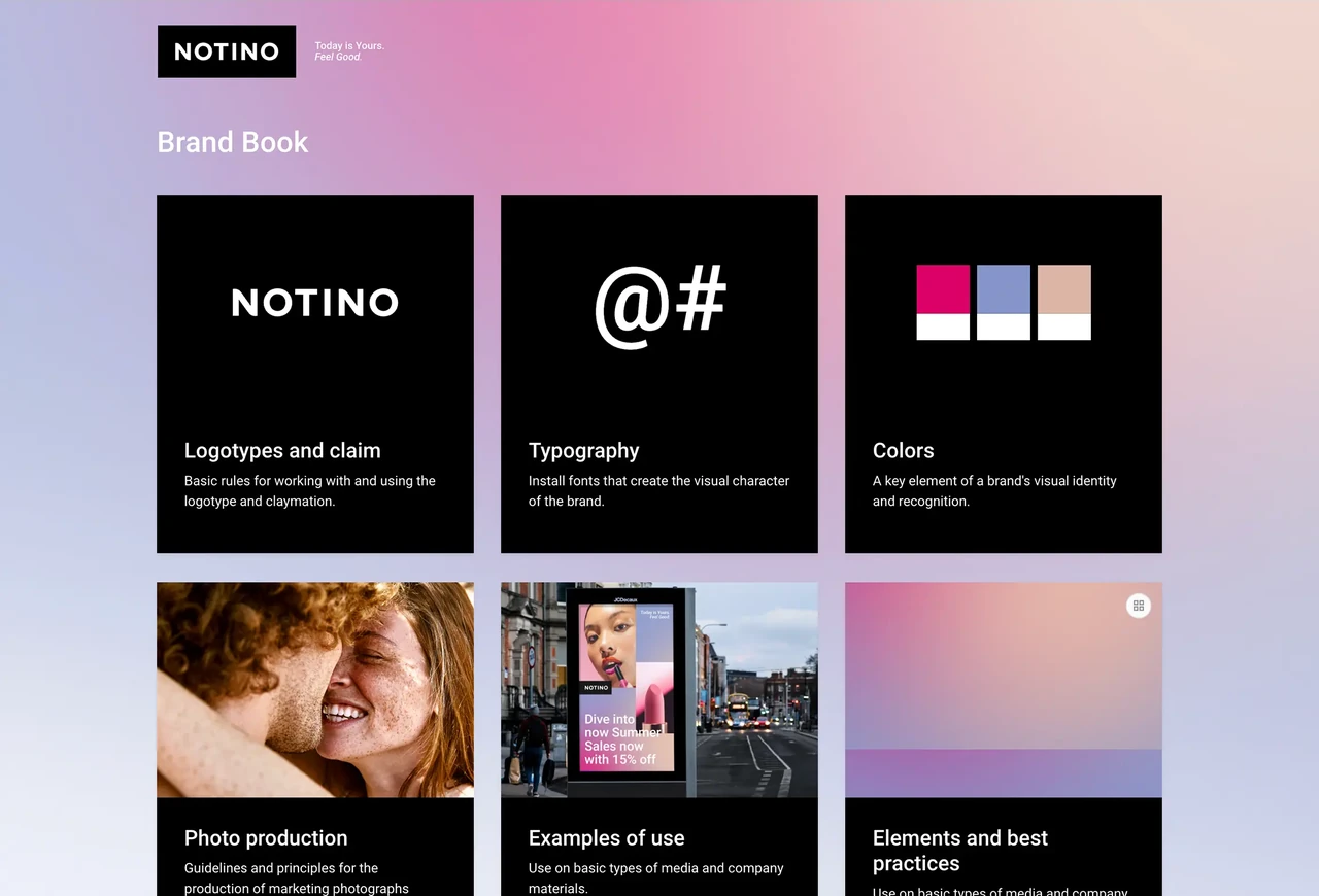 Visualbook – brand manuál Notino