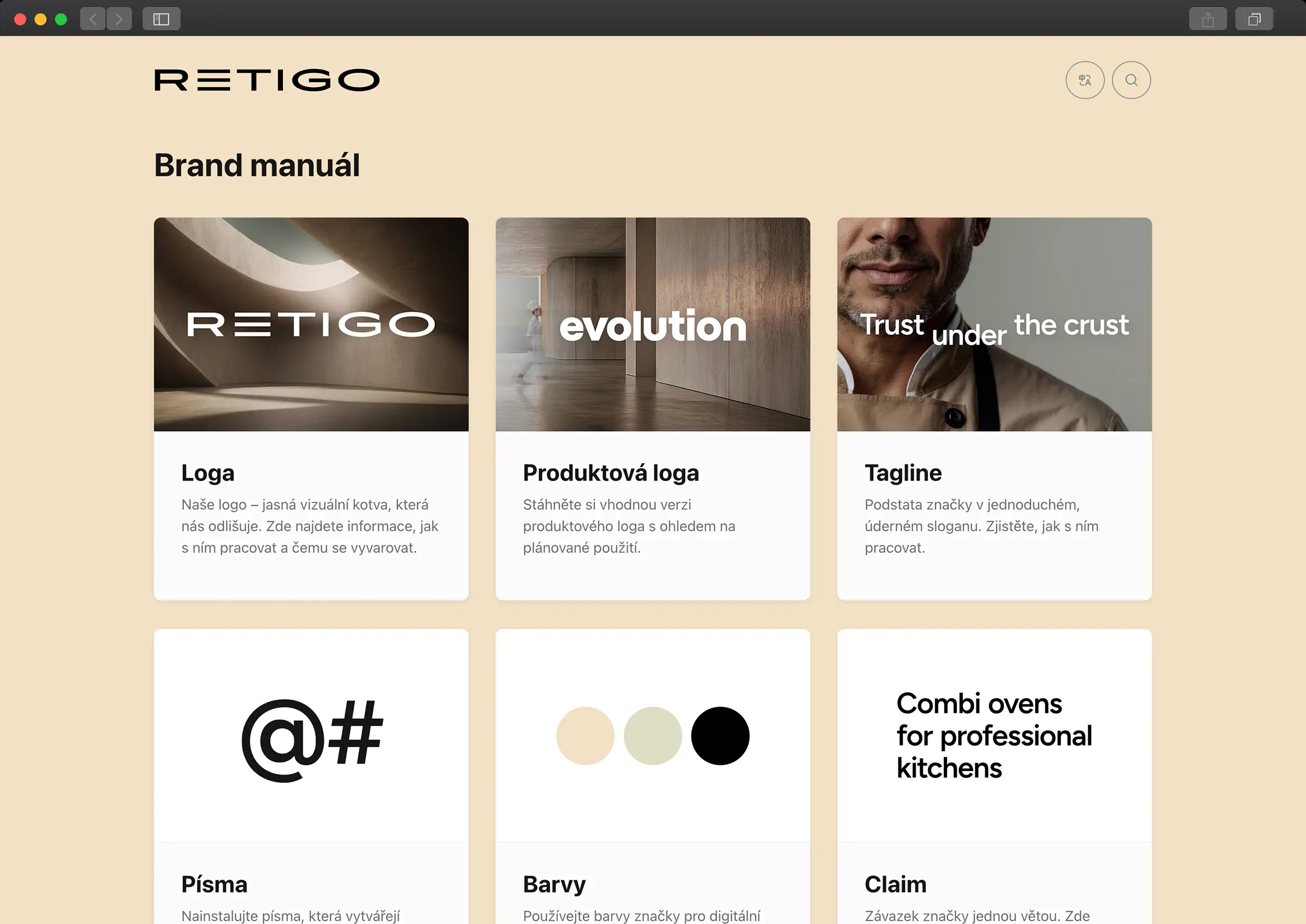 Visualbook – brand manuál Retigo